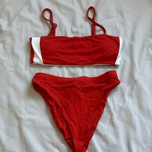 Dippin' Daisy's Red Bikini Set with White Trim